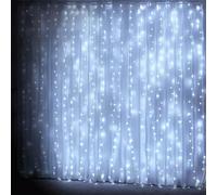 VoltShine Lampes de rideau plates avec batterie 3 AA, couleur blanc froid, dimensions 3 x 3 m, idéales pour la décoration et l'ambiance lors de fêtes et d'événements.
