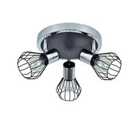 VoltShine Plafonnier - Plafonnier à 3 lumières type E14, finition chromée/noire, dimensions de 15 x 28 x 28 cm, idéal pour un éclairage moderne et fonctionnel dans n'importe quel espace