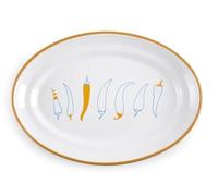 VoltShine Plateau Ovale pour légumes en Acier émaillé 35 x 24 cm, idéal pour Cuisiner, Cuire et Servir des Aliments.