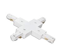 VoltShine Rail à trois voies blanc, type X, idéal pour l'éclairage décoratif et la distribution électrique dans les espaces commerciaux et résidentiels.