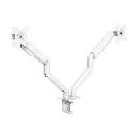 VoltShine Support de Table pour écran/TV, pivotant, inclinable, 2 Bras, 17-32", Couleur Blanc, idéal pour optimiser Les espaces et faciliter la visualisation.