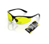 voltX 'CONSTRUCTOR' Lunettes de sécurité de lecture BIFOCALES avec Cordon doté d'un arrêtoir/Lunettes de cyclisme - Reading Safety Glasses (JAUNES dioptrie +1.0) Certifiées CE EN166F