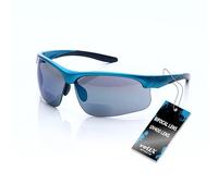 voltX Constructor ULTIMATE Lunettes de sécurité Bifocales avec aide à la lecture (Monture bleue/Verres miroir bleus, dioptrie +1.5) CE EN166FT Lunettes de sport Bifocales PREMIUM, UV400