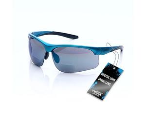voltX Constructor ULTIMATE Lunettes de sécurité Bifocales avec aide à la lecture (Monture bleue/verres miroir bleus, dioptrie +3.0) CE EN166FT Lunettes de sport Bifocales PREMIUM, UV400