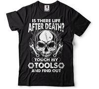 Volu Men's Funny Tshirt is There Life After Death Gift for Dad Mechanic T Shirt Black S