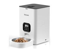 VOLUAS Distributeur Automatique Nourriture Chats et Chiens, Nourriture Sèche avec Sac Désiccant, Programmable, Contrôle Portion 4 Repas/Jour.