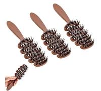 Volume Bristle Hair Brush, Hot Hair Teasing Brush Bristle Hair Brushs, Smoothing Comb Adds Natural Shine, Reduces Frizz and Static (Brown,3PC)