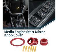 Volume Médias Moteur Réglage Démarrage Interrupteur Contrôle Miroir Bague Couvercle Pour Subaru Crosstrek Impreza 2024-2025 Robuste | Garniture D'Autocollant Intérieur Rouge 4 pcs