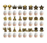volumeoon 24 Pièces Cupcake Topper, Décoration Gâteau pour 18e Anniversaire, Décoration pour Cupcakes, Gateau, Biscuits, Desserts, Gâteau Topper pour Fête de 18e Anniversaire pour Garçons et Filles