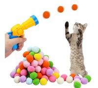 volumoon 100 Pièces jouet pour chat balle pompon, Lanceur de Balle pour Chat, Balle Pompom Chat, jouet chat lanceur, jouet pour chat interieur interactif, Interactive Training Jouets Chasser pour Chat