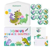 volumoon 12 Pièces Cartes D'invitation D'anniversaire Cartes Invitation D'Anniversaire Dinosaure avec Enveloppes et Autocollants Invitations pour Enfants D'anniversaire Fête Thème D'anniversaire (B)