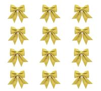 volumoon 12 Pièces Noeud DéCoration, Noeud de Noël Paillettes, Décoration de Sapin de Noël, Nœuds Papillon à Paillettes, Nœuds Décoratifs en Tissu pour Couronnes Guirlande Cadeaux Décoratifs (Or)