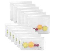 Volumoon 12 Pièces Sacs Alimentaires, Sacs de Congélation, Sac Congelation zip pour Aliments, Sacs en Silicone Réutilisables, Sacs de Congélation Etanches pour Fruits Liquides 19 x 22 CM, 12 x 22 CM