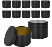 Volumoon 12PCS Boîtes à Bougies, Contenants 8oz Noir, Pots Vides pour La Fabrication de Bougies de Bricolage ou Comme Pot d'épices