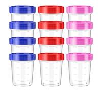 volumoon 12Pcs Tasses à Mesurer, Gobelet avec Couvercle, Gobelet de Cuisine, Récipients en Plastique, Gobelet avec Échelle, Tasses Graduées Réutilisables, Petite Boîte pour Alimentaire - 120ML