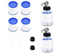 Volumoon 2 Filtres de Robinet, Filtre à Robinet Rotatif à 360°, Purificateur Eau Robinet, Filtre Eau Robinet avec 6 Pièces Cartouche, Adoucisseur D'eau Anti Calcaire pour Salle de Bain et Cuisine
