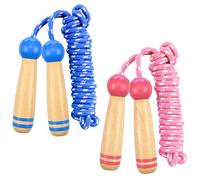 Volumoon 2 Pièces Corde à Sauter Enfant, Coton avec Poignée en Bois, Sauter Réglable 245 cm, Corde a Sauter Sport pour Activités de Plein, École Activités Extérieures, D'exercice