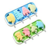 Volumoon 2 Pièces Moule à Glace, Moule Glace Silicone, Formes Véhicules Dinosaures, Moules Silicone Antiadhésifs, Moule à glace Réutilisables pour Gâteaux Sorbet Sucette Crèmes Glacées(Vert + Bleu）