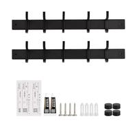 volumoon 2 Pièces Porte Manteau,Patère murale noire, Patere Murale Porte Manteau avec 5 Crochets, Patere Murale en Acier Inoxydable, Crochet Porte Manteau Mural Pour Cuisine, Salle de Bain et Chambre
