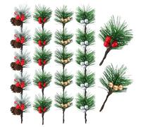 Volumoon 20 Pièces Noël Branches de Baies de Pin,Branches de pin artificielles avec Baies,Pommes de Pin Fleurs de Noël Artificielles,pour couronnes de Noël,décorations de Mariage et de Vacances