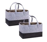 volumoon 2PCS Sac à Bûches en Feutre, Panier à Bois de Chauffage, Sac Courses en Feutre Pliable, Sac Rangement à Jouets, Sacs en Feutre pour Bois De Chauffage, Shopping, Rangement, Pique-nique