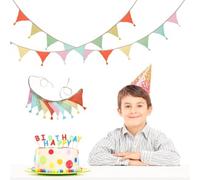Volumoon 2Pz Drapeaux Triangle Bunting 2,6m, Drapeaux Fanion, Fanion Bannière,Triangle Banderole Coloré, Fanions Triangulaires Réutilisables en Tissue, Bannière d'Extérieur pour Jardin, Anniversaire