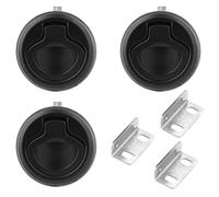 volumoon 3 Pièces Loquet de Trappe Affleurante, Hatch Serrure de Piège pour Bateau, Flush Pull Latch Noir, Loquet Verrouillage en Alliage de Zinc Hatch, Trappe à Tirette Affleurante pour Tiroir
