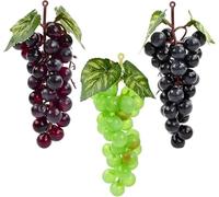 volumoon 3 Pièces Raisins Artificiels, Grappes Raisins Artificiels, Faux Faisceaux de Raisin, Raisins DéCoratifs, Variés Grappes de Raisins Givrés, Raisins Artificiel Simulés pour la Décoration