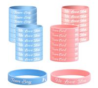 volumoon 30 Pièces Bracelets pour Gender Reveal, 15 Team Boy Bleu et 15 Team Girl Rose, Bracelets Silicone pour Révélation du Genre, pour Baby Shower Fête Prénatale Baptême Decoration Gender Reveal