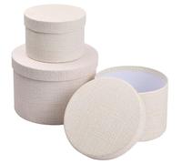 Volumoon 3pcs Boîte Cadeaux, Boîte Cadeau Ronde avec Couvercle, Boîte Cadeau Carton, Boîte à Cadeau Vide,Boîte à Fleurs,Boîte à Cadeaux Surprise pour Mariages Saint-Valentin Anniversaire (Blanc cassé)