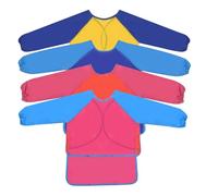 volumoon 4 Pack Tablier Peinture Enfant Avec Poches, 3-8 Ans Tablier Imperméables Ajustable Bambin Tabliers de Cuisine pour Filles Garçons Pour Peindre Cuisiner Cuire Au Four