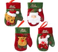 volumoon 4 Pièces Porte Couverts de Noël, Décoration de Table de Noël pour Couteaux, Fourchettes et Cuillères, Sac Couverts de Noël pour Décoration des Maisons, Hôtels, Fêtes et Centres Commerciaux