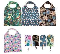 Volumoon 4 Sacs Fourre-Tout Pliable, Sacs à Provisions Réutilisables, Sacs de Voyage et de Transport Léger, Sacs Cabas Durables