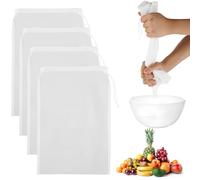 volumoon 4Pcs 200 Mesh Filtrant en Mailles de Nylon Fines, Filtre Alimentaire - avec Cordon de Serrage, Filtre à Vin, Filtres à Thé, Sac à Lait D'amande pour Yaourt Café Thé Jus 20x30CM