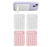 volumoon 4PCS Supports Téléphone à Ventouse, Support 2-en-1 en Silicone Autocollant, Fixation sur Miroir, Verre, Carrelage, Support Mains Libres pour Selfies, Vidéos, Douche (Blanc + Rose)