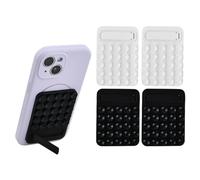 volumoon 4PCS Supports Téléphone à Ventouse, Support 2-en-1 en Silicone Autocollant, Fixation sur Miroir, Verre, Carrelage, Support Mains Libres pour Selfies, Vidéos, Douche (Blanc + Noir)