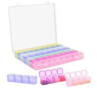 volumoon 56 Grilles Boite Rangement Diamant, Transparent Conteneur de Bijoux, Casier Amovible, Boite Rangement Perles, Mini boite de Rangement pour Perles, Bijoux, Bagues(7 Couleurs)