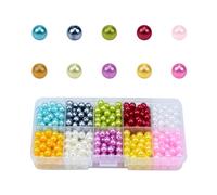 Volumoon 600 pcs Perles de Verre, 6mm Perles Nacrées, Perles de Plastique Rondes,10 Couleurs Perles en Vrac, pour DIY Artisanat, Perles pour Fabrication Colliers et Bracelets de Bijoux