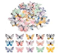 Volumoon 72 Pièces Papillon Décorations de Gâteau, Couvercles Comestibles à Gâteau Papillon, 3D Papillon Gâteau Topper, Papillon Cupcake Toppers Décoratifs pour Décoration, Fête D'anniversaire