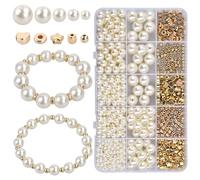 volumoon 720 Pièces Perles pour Bracelet, Perle Nacre avec Trou, Perles d'écartement Nacrées, Perle d'imitation de Blanche pour DIY Bijoux Collier Bracelet Artisanat (∅ 4, 6, 8, 10, 12 mm)