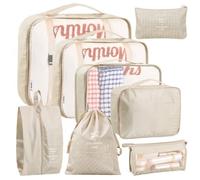 Volumoon 8 Pièces Organisateur Valise, Pochette de Voyage Multifonctions, Packing Cubes, voyage Accessoires, Organisateur de Voyage, Rangement Valise pour Vêtements, Chaussures, Sacs de Rangement