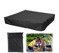 Volumoon Bâche Bac à Sable, Housse de Bac à Sable avec Cordon de Serrage, Couverture de Bac à Sable en Tissu Oxford Imperméable, Housse de Protection pour bac à Sable Piscines (Noir, 150*150*20 cm)