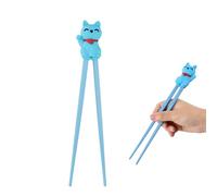 Volumoon Baguettes d'entraînement mignonnes chat porte-bonheur - Bâtonnets d'entraînement réutilisables et antidérapants pour enfants - Personnalisables pour ramen - Vaisselle asiatique en bleu