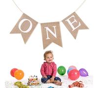 Volumoon Bannière du 1erAnniversaire, Une Bannière de Chaise Haute, « One First Birthday » en Toile de Jute, Bannière pour 1er Anniversaire pour Premier Anniversaire pour Baby Shower