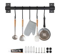 volumoon Barre à Ustensiles de Cuisine, Barre de Suspension Cuisine, Support Mural pour Ustensiles de Cuisine avec 5 Crochets, Barre de Suspension Cuisine 30 cm pour Cuisine et Salle de Bain