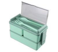 Volumoon Boîte à lunch de 1400 ml avec 3 compartiments, Bento Lunch Box, Boîte à bento à 2 couches avec fourchette,cuillère, Boîte à déjeuner Bento pour Pique-Nique, Travail, Boîte à Lunch Micro Ondes