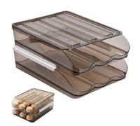 volumoon Boîte à œufs Frigo, Boîte Rangement à œufs, Support à œufs en Plastique, Bac à œufs de Type Tiroir, Porte-œufs Roulant Automatique, Empilable Boîte à œufs avec Couvercle, 36 Grilles/2 Couches