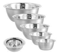 volumoon Bol à Mélanger, 5 PCS Bol de Cuisine en Acier Inoxydable avec Marqueurs de Mesure, Saladier Lavables, Bol de Service Multifonctionnel pour Cuisson, Pâtisserie, Stockage (14/16/20/22/24 cm)
