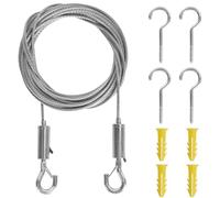 Volumoon Câble Métallique Suspendu, Fil de Rideaux Corde, Câble en Acier Inoxydable Kit 6M, 2mm Câble de Rideau avec 2 Paires de Crochets, Câble Métallique Polyvalent pour Corde linge Plante Grimpante