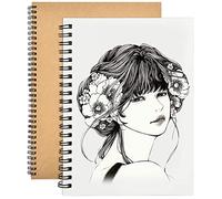 Volumoon Carnet de Croquis A4, 2pcs Cahier Carnet Dessin avec Couverture Kraft, Papier 100GSM, 70 Côtés/35 Pages Blanches, pour Croquis Dessin Paysage Aquarelle Griffonnage
